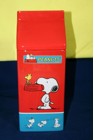 Vintage Peanuts Ceramic Milk Carton Cookie Jar - Milk & Cookies - Houston Harvest
