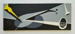 Vintage 1960s Oil Painting Mid Century Modern Constructivism Pop Abstract Signed 3