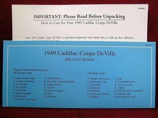 Franklin Paperwork Set - 1949 Cadillac Coupe De Ville (c)