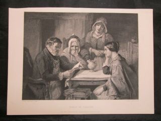 1800s Engraving Etching - Words Of Comfort By Thomas Faed & Robert C.  Bell