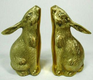 Mid Century Vintage Hollywood Regency Brass Bunny Rabbit Bookends Decorative