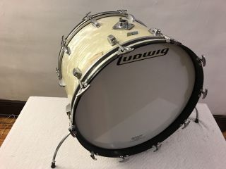 Vintage Ludwig 22 X 14 Bass Drum White Marine Pearl 1970’s.