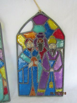 Estate Collectible Stained Glass Suncatcher Window Ornaments Christmas Nativity 2