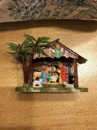 4.  5 In.  Vintage Plastic Nativity Christmas Ornament Made In Hong Kong.