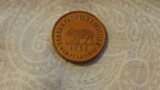 1915 Panama Pacific Exposition Bear & Bell Pictorial Token Medal Worlds Fair