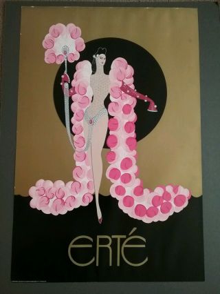 Erte Pink Cape " La Romance " Measures 20x30 1982 Sevenart Ltd Large Poster Print