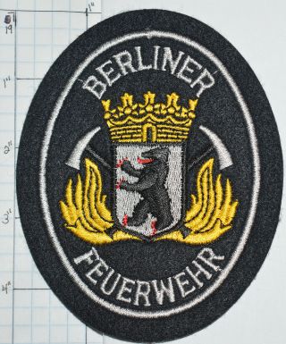 Germany,  Berlin Berliner Feuerwehr Fire Dept Felt Black & Gold Patch
