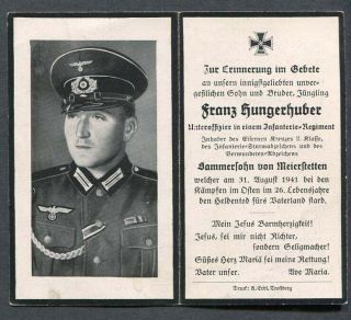 German Reich Ww Ii : Death Card From 1941 - 31.  08.  1941