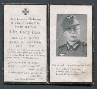 German Reich Ww Ii : Death Card From 1942 - 01.  11.  1941