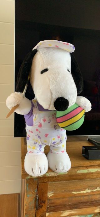 2019 Peanuts Snoopy Gemmy Easter Plush Painter Egg Porch Door Greeter