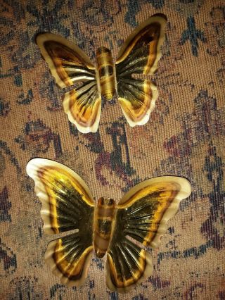 Home Interiors Vintage Brass Tin Metal Butterflies Wall Decor Set Of 2,  Retro,