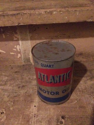 Vintage Gas Station Atlantic 1 Quart Motor Oil Can