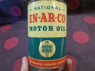 En - Ar - Co Motor Oil One Quart Can Empty