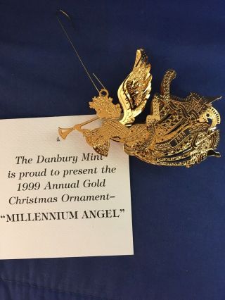Danbury Gold - Plated Millennium Angel Ornament 1999 2