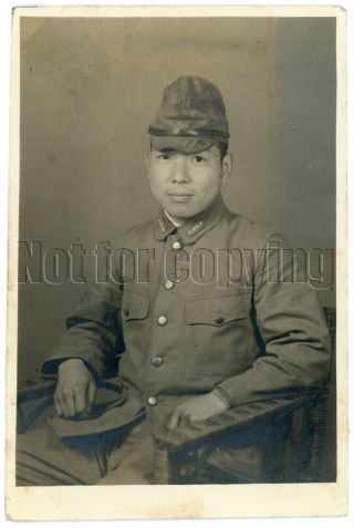 Ww2 Japanese Imperial Army Photo Military Soldier Uniform Havelock Cap