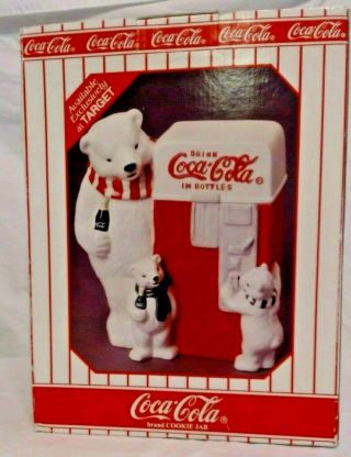 Exclusive Target Coca Cola Polar Bear And Coke Machine Cookie Jar 1998 Nib