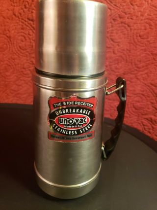 Vintage Uno - Vac Wide Mouth Thermos Stainless Steel Polyurethane " Unbreakable "