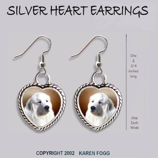 Great Pyrenees Dog - Heart Earrings Ornate Tibetan Silver