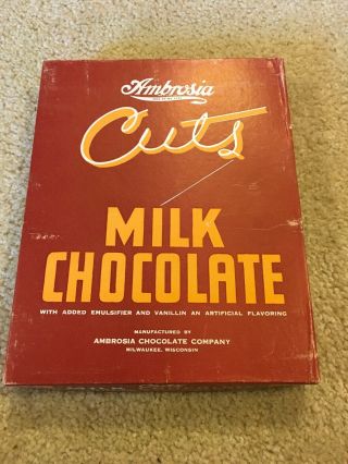 Vintage 1940’s Ambrosia Chocolate Co Cuts Choclate Bar Box Advertising
