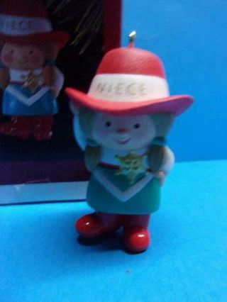Hallmark 1993 Niece Christmas Ornament Cowgirl Badge With Pigtails