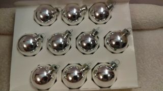 Vintage Christmas Ornaments Set Of 10 Glass Silver Rauch 1 3/4 " Balls Ex1732
