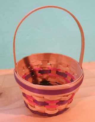 Miniature Purple & Red Basket With Handle - (looks Like Longaberger)