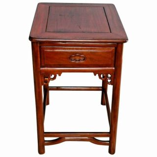 Vintage Carved Rosewood Box Side Table Nightstand Dovetail Drawer