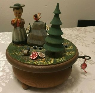 Vintage Thorens Swiss Rotating Wooden Music Box " Edelweiss "