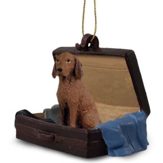 Vizsla Traveling Companion Dog Figurine In Suit Case Ornament