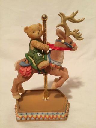Cherished Teddies Figurine Marcus Bear Riding A Reindeer Carousel