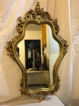 Vintage Syroco Hollywood Regency Style Gold Wall Mirror 19 X 29