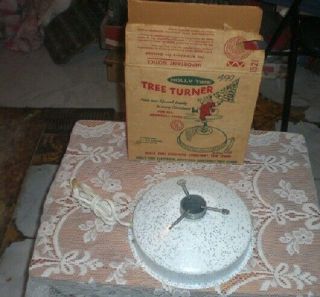 Vintage Holly Time Aluminum Christmas Tree Turner Revolving Stand
