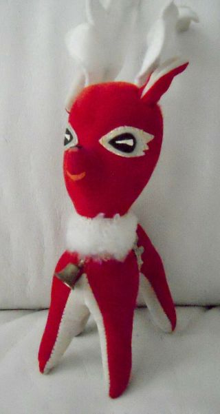 Vintage Red Velvet Reindeer Made In Japan