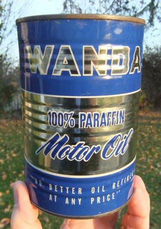 Vntg WANDA 100 Paraffin Motor Oil 1 Qt Can Cato Oil & Grease Co.  Oklahoma City 3