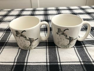 (2) Vintage Canada Geese Coffee Mug 8 Oz Cup Ceramic Mcp Usa