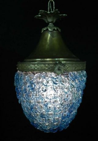 Vintage Italian Mid Century Modern Hanging Lamp Light Murano Art Glass Flowers