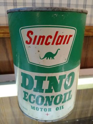 Vintage Sinclair Dino Econoil Quart Cardboard Oil Can Empty