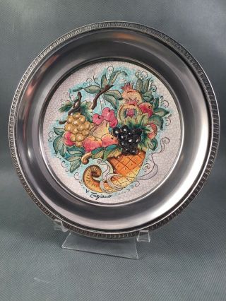 Limited Edition V Tiziano Four Seasons Fall Plate In Sterling Silver Frame
