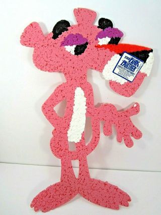 Vintage 1977 The Pink Panther Melted Plastic Popcorn Retro Wall Hanging
