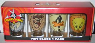 Looney Tunes Characters Retro Head Shots Pints 4 Glass Set,  Boxed