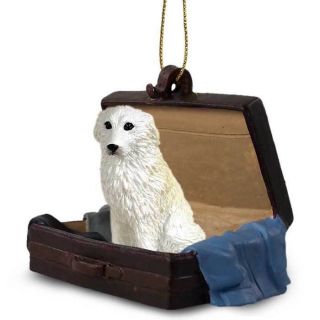Great Pyrenees Traveling Companion Dog Figurine In Suit Case Ornament