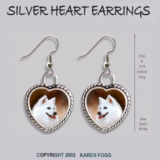 American Eskimo Dog - Heart Earrings Ornate Tibetan Silver