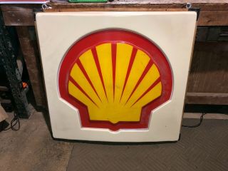 Vintage Shell Gas Service Station Light Up Sign Antique