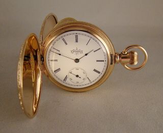 122 Years Old Elgin 10k Gold Filled Hunter Case Great Looking Pocket Watch