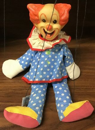 Vintage 1960s Knickerbocker Bozo The Clown Marionette Puppet