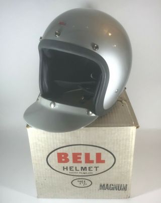 Vtg Gray 1962 Bell Toptex Motorcycle Helmet Snell 7 1/4 W/ Box & Visor Serial