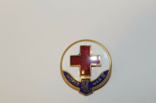 Vintage Wwii Enamel American Red Cross Arc Badge