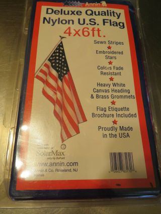 , Annin 4x6 Deluxe Quality Nylon U.  S.  American Flag
