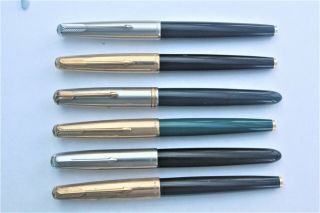 6 Parker Fountain Pens - As Found