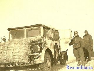 Miserable Duty Wehrmacht Troops In Winter By Horch 108 Heavy Pkw Car; Russia